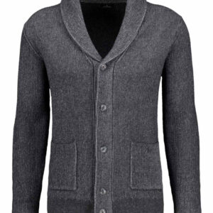 Ragman strikket cardigan i koksgrå med sjalkrave